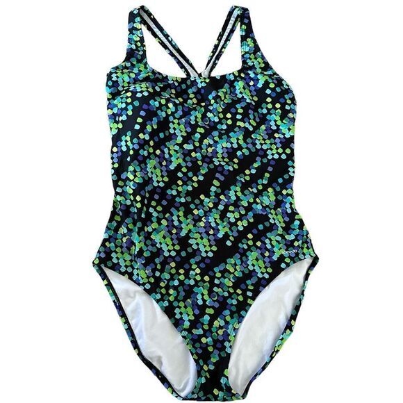 Green Speedo Full Piece Modest Sport Active Support One Piece Swimsuit - Picture 1 of 5